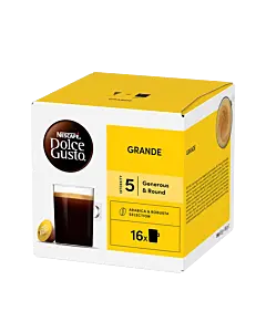 Nescaf&eacute; Grande package and capsule for Dolce Gusto