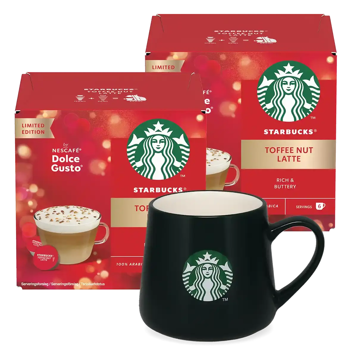 Toffee Nut Latte + mörkgrön mugg-paket