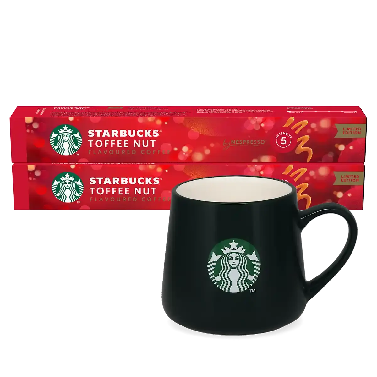 Toffee Nut + mörkgrön mugg-paket